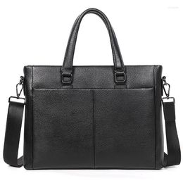 Briefcases Thin Men Bag Briefcase Cowhide Genuine Leather Handbag Tote Casual Travel Bags Fashion Office Work Men's Shoulder Male