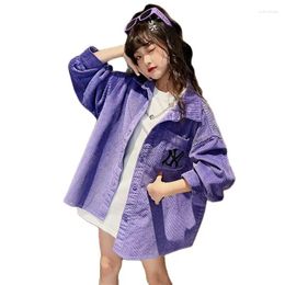 Jackets Kid Girls Clothes Coats Spring Autumn Fashion Corduroy Long-sleeved Tops Teenager Clothing Streetwear Casual Jacket 4-14 Yrs
