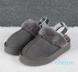 Thick soled slippers Australian Classic Warm Boots Half Snow Boot Winter Fluffy furry Satin Ankle Bootss box