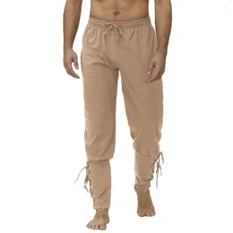 Men's Pants Medieval Renaissance Harem Pirate Lace-Up Gothic Cosplay Costume Elastic Waist Solid Color Men Trousers