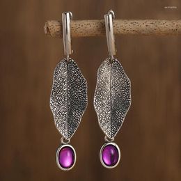 Dangle Earrings Wholesale Amethyst Drop For Women Vintage Ethnic Style Ear Jewelry 925 Silver Needle Gift