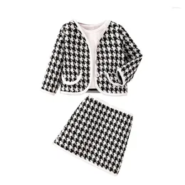 Clothing Sets Pudcoco Infant Kids Baby Girls Autumn 2 Piece Outfits Long Sleeve Button Up Coat Tops Plaid Print Skirt Set 2-6T