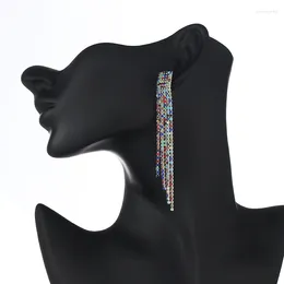 Dangle Earrings YFJEWE Trendy Long Tassel For Women Crystal Statement Evening Drop Earing Party Jewellery E642