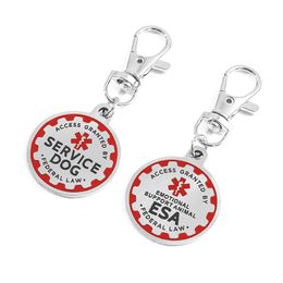 Industrial Puppy Service Dog Tag Keychain Double Sided Engraved Metal Pet ID Tags for Service Animals