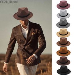 Wide Brim Hats Bucket Hats Men Women Wool Blend Solid Panama Hats Wide Brim Sunhat Street Style Fedora Caps Retro Trilby Travel US Size 7 1/8-7 3/8 UK M-L YQ231116