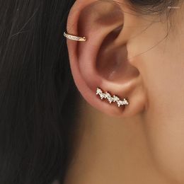 Stud Earrings 2023 Ladies Crystal Clip Ear Simple Star Leaf Flower Sunflower Geometric Pearl Zircon Non-Pierced Earring Set