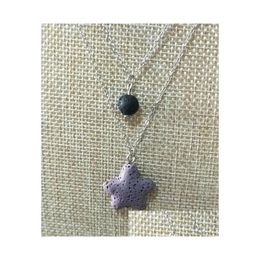 Pendant Necklaces Fashion Starfish Lava Stone Mtilayer Necklace Volcanic Rock Aromatherapy Essential Oil Diffuser For Women Jewelry Dr Dhrli