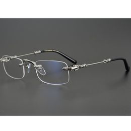Sunglasses Frames Fashion Luxury Retro-Vintage Rectangular Rimless Frame Ultralight Titanium Unisex Punk Plano Glasses52-23-139 For Prescrip