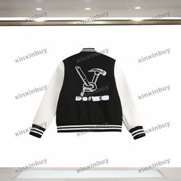 xinxinbuy Men designer Coat Jacket Mixed Tool Letter Embroidery long sleeves women white khaki Black blue XS-XL