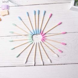 Cotton Swab 100PCS Double Head Ended Clean Cotton Buds Cosmetic Cotton Swab Stick Ear Clean Tools For Children Adult Pink GreenL231116