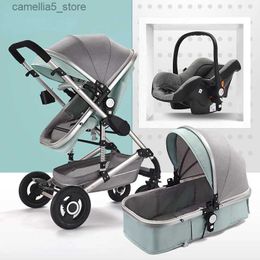 Strollers# 3 in 1 baby stroller 0 to 3 years four wheels stroller baby cars Luxury Multifunctional BABY carriage High Landscape newborn car Q231116