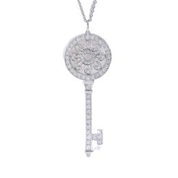 Co015 Key Shaped Necklace Solid White Gold Pendant Suower Necklaces Original Standard Necklace DIAMOND Jewellery