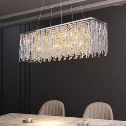Chandeliers Modern Luxury Crystal Chandelier Living Room Dining Rectangle Kitchen Pendant Lamp Bedroom Round LED Lighting