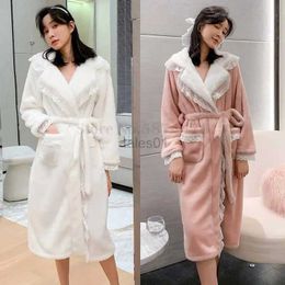 Women's Sleep Lounge Coral Fleece Robe Nightgown Women Thickened Long Cashmere Sleepwear Flannel Bathrobe Kimono Sweet Princess Style Warm Home Wear zln231116