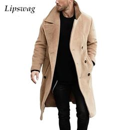 Men's Trench Coats Vintage Large Collar Wool Men Winter Warm Thick Windbreaker Jackets Mens Clothing Fashion Loose Long Outerwear Streetwear 231115