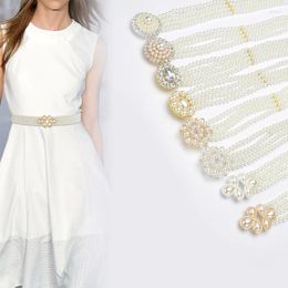 Belts Women's Pearl Waist Chain Decorative Belt Fashionable And Sweet Girl Elastic Adjustable
