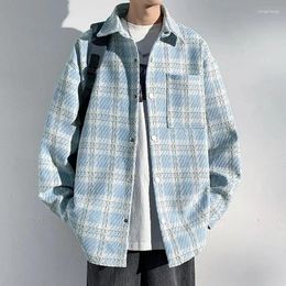 Men's Jackets Versatile Breathable Autumn Winter Men Solid Casual Shirt Loose Safari Style Plaid Cool Boy Jacket Coat Soft Retro