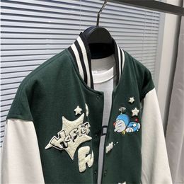 Bird Family Element 2023 New Youth Baseball Jersey Dingdang Cat Embroidery Men's Contrast Color Jacket Coat