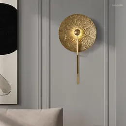 Wall Lamps Simple Post-modern Living Room Bedside Lamp Full Copper Light Luxury El Decoration Villa Corridor Fixtures