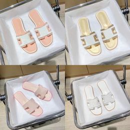 2023 Sandals Luxury brand Women Slides Flat Flip Flops Slide Fashion Beach Sandal Slipper Shoes Designer Orange Crocodile Skin Summer Leather size