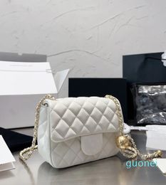 New style square fat handbag casual fashion designertop luxury design sheepskin gold ball chain bag purse lady