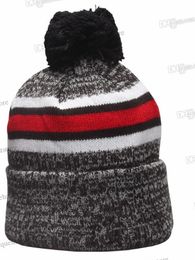 New Football Sport Stripes Hat Mix Colors Fashion Fans Atl Red Striped Baseball Sports Beanie Hats Bones Skullies Cuffed Knit Caps One Size