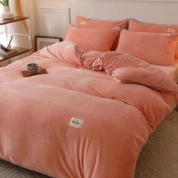 Bedding sets Winter Milk Velvet Quilt Cover Single Student Dormitory Winter Warm Coral Velvet Solid Color Plush Duvet Cover Luxury Double Bed 231116