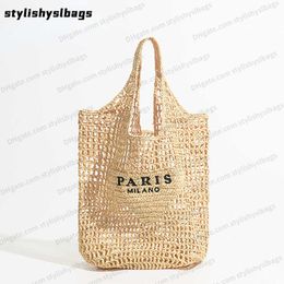 Stylishyslbags Дизайнерские сумки Роскошный дизайн Женская плетеная соломенная сумка из рафии Большая вместительная повседневная сумка-тоут Полая летняя сумка на плечо для пляжного отдыха