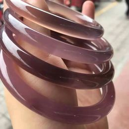 Bangle Natural Chalcedony Grayish purple bracelets women Circular handcarved jade bangle jewelry jadeite bangles Real agate bracelet 231115