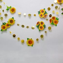 Party Decoration 4m Sunflower Garland Paper Streamer Glitter Bunting For Birthday Decorations Kids Room Decor Baby Shower Supplies