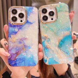 Shell Marble iphone13 for Apple 15/14/12 double coated 11 electroplated mirror ring phone case