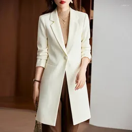 Women's Suits 2023 Autumn Winter Women Temperament Mid-Length Suit Outwear Female Fashion Casual Large Size Solid Colour Trench Outcoat