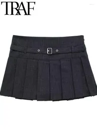 Women's Shorts 2023 Fashion Women Skirts With Blet High Waisted Side Autumn Female Casual Short Pants Y2K Thin
