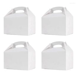 Gift Wrap 50 Pcs Party Treat Boxes White With Handle Paper Cookie Bags Gable Green