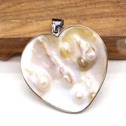 Pendant Necklaces Natural Shell Heart Shape Mother Of Pearl Charms For Making DIY Jewerly Necklace Gift 50x58mm