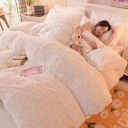 Bedding sets Luxury Winter Warm Duvet Cover Mink Velvet Queen King Quilt Covers Coral Fleece Grey Comforter Case Blanket Bedspread Bedding 231116