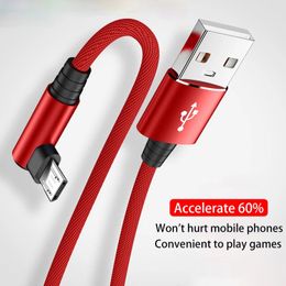 3A USB Micro Cable 90 Degree Elbow Data Cable Charger Cord for Samsung Xiaomi Mobile Smart Cell Phone Accessories Fast Charging Usb Cable