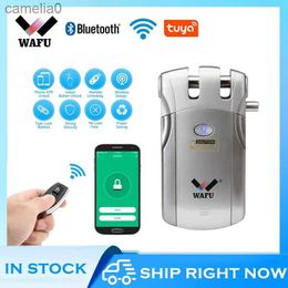 Smart Lock Wafu 019 Smart Lock Wireless WIFI Bluetooth Control port Tuya APP Electronic Keyless Door Invisible Lock 433MHzL231116