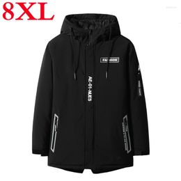 Men's Down Plus Size 10XL 8XL 6XL 2023 Mens Winter Solid Parka Warm Jackets Simple Hem Practical Windproof Zipper Pocket High Quality