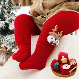 Leggings Tights 06Yrs Childrens Cartoon Christmas Soft Cotton Baby Girl Red Pantyhose Legs Year Gift 231115