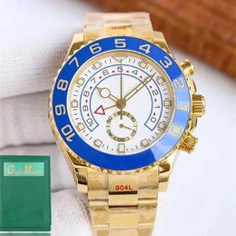 Rolaxs Mens Watch Blue Dial Ice Out Watches Gold for Men Yachtmaster Diamond Luxury Mechanical Wristwatch 44mm Automatic Movement Top Brand High Role