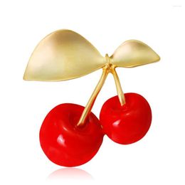 Brooches TULX Enamel Cherry Brooch Pins Sweet Red Fruits For Women Kids Clothes Shawl Shirt Suit Bag Accessories