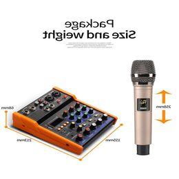 Freeshipping bluetooth audio mixer 4 channel With UHF wireless microphone MP3 USB input 48V phantom power digital audio sound mixer Moesc