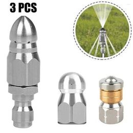 Watering Equipments 3pcs Washer Nozzle 1/4inch Stainless Steel Pressure Drain Sewer Cleaning Pipe Jetter Spray Quick Plug Hose