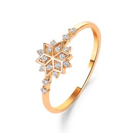 Cluster Rings Internet Celebrities Style Jewellery Zircon Snowflake Ring Geometric Temperament Hexagonal Female Wedding