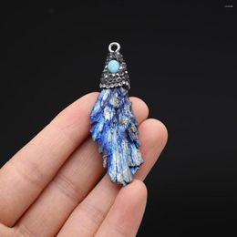 Pendant Necklaces Natural Crystal Cluster Stone Phoenix Feather Blue Flame Rough Charms For Jewellery Making DIY Earrings