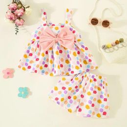 Girl Dresses 2024 Baby Girls' Dress Set Butterfly Polka Dot Two Piece Picnic Commuter Strap