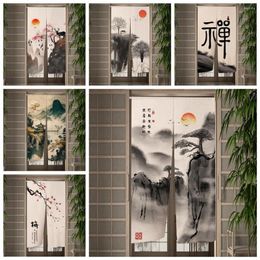 Curtain Chinese Traditional Ink Painting Door Wall Hanging Mountain Hang Japanese Noren Bedroom Partition Kitchen