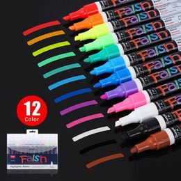 Höjare 12 PCS Liquid Chalk Markers pennor Erasable Colors Highlighters Led Writing Board Glass Neon Pen Chalkboard Blackboard Windows 231116