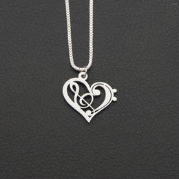 Pendant Necklaces 12pcs Stainless Steel Heart Shape Treble Clef Necklace Music Note